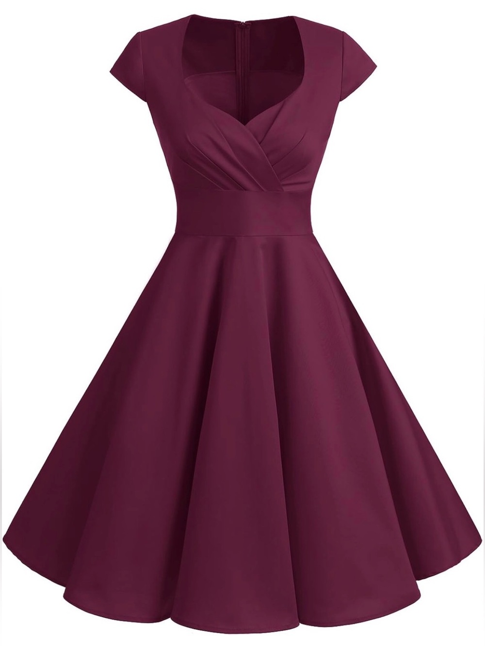 NWOT Bbonlinedress Women 1950s Retro Vintage Party Swing Burgundy Dress, S